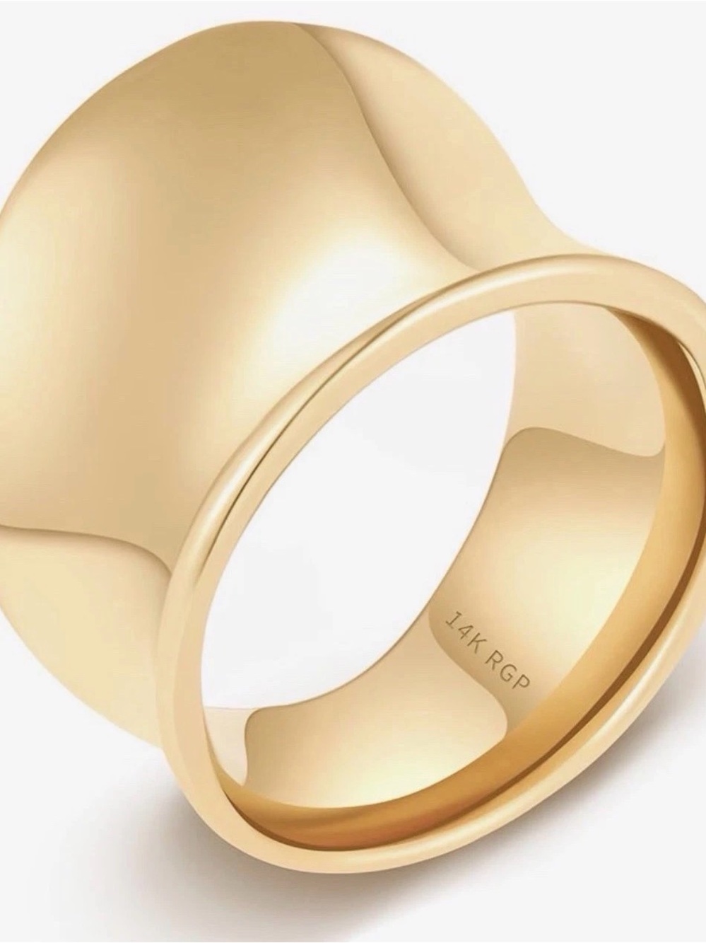 Size 6 Wide 14K Gold Plated Dome Ring